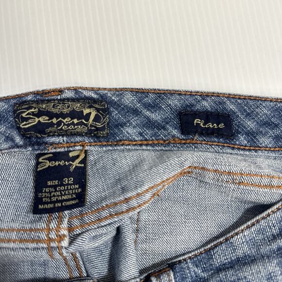 Seven 7 Flared Jeans Women's Size 32 Blue Medium Wash Denim - Picture 12 of 14